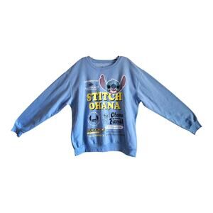 DISNEY Women Plus 3XL Lilo and Stitch Ohana Sweatshirt Blue Graphic Print 50"